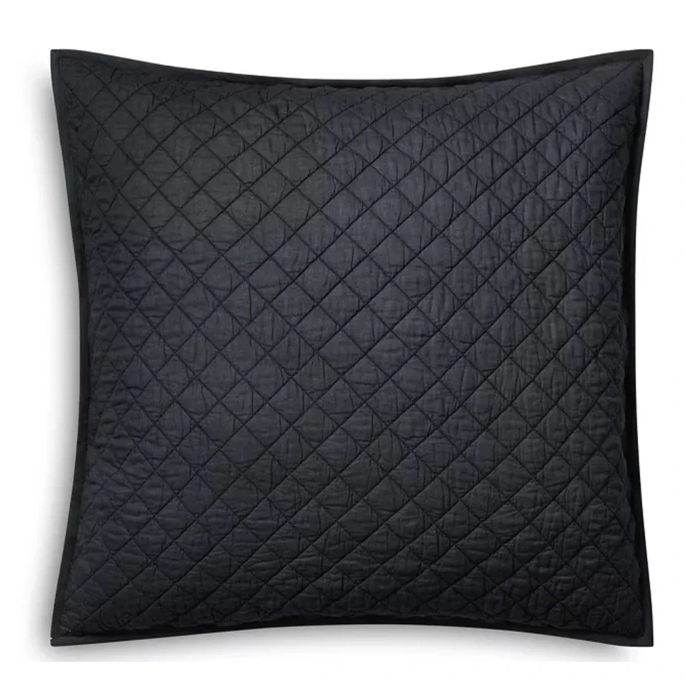 Ralph Lauren Journey's End Tait‎ Euro Sham Navy Quilted Pillow Cover Square NEW